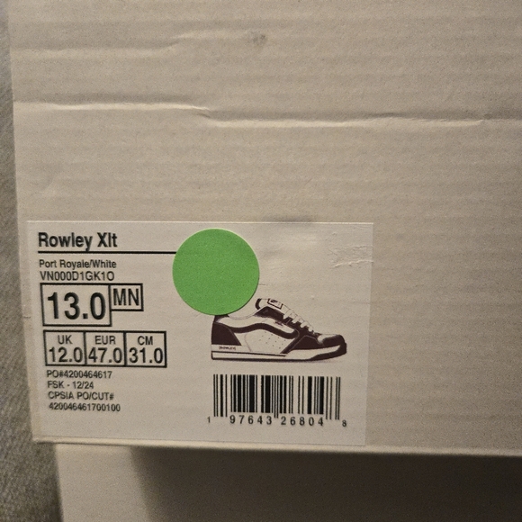 Vans Rowley XLT Mens Port Royale Red And White Y2k Chunky New 122025 - Picture 8 of 8